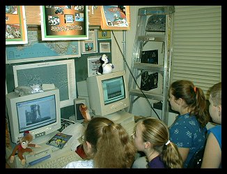 Everyone's eyes are glued onto the computer image of the space shuttle, Endeavor.