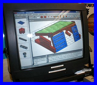 Monitor showing the LEGOCAD version of the shelter