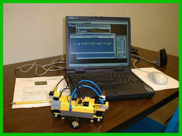 Laptop Computer with ROBOLAB and monorail, RCX, infrared tower, and student log