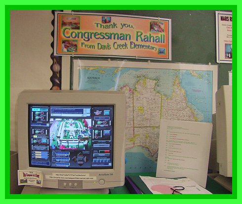 ATI AppaLEGO City seen from a computer at Davis Creek Elementary with banner to Congressman Rahall in the background