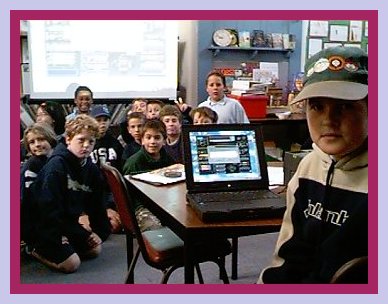 Aussie students and lap top computer showing the WV scene
