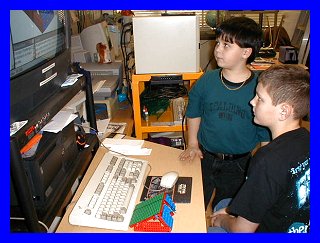 Josh & Michael work together to construct their model of the shelter on LEGOCAD